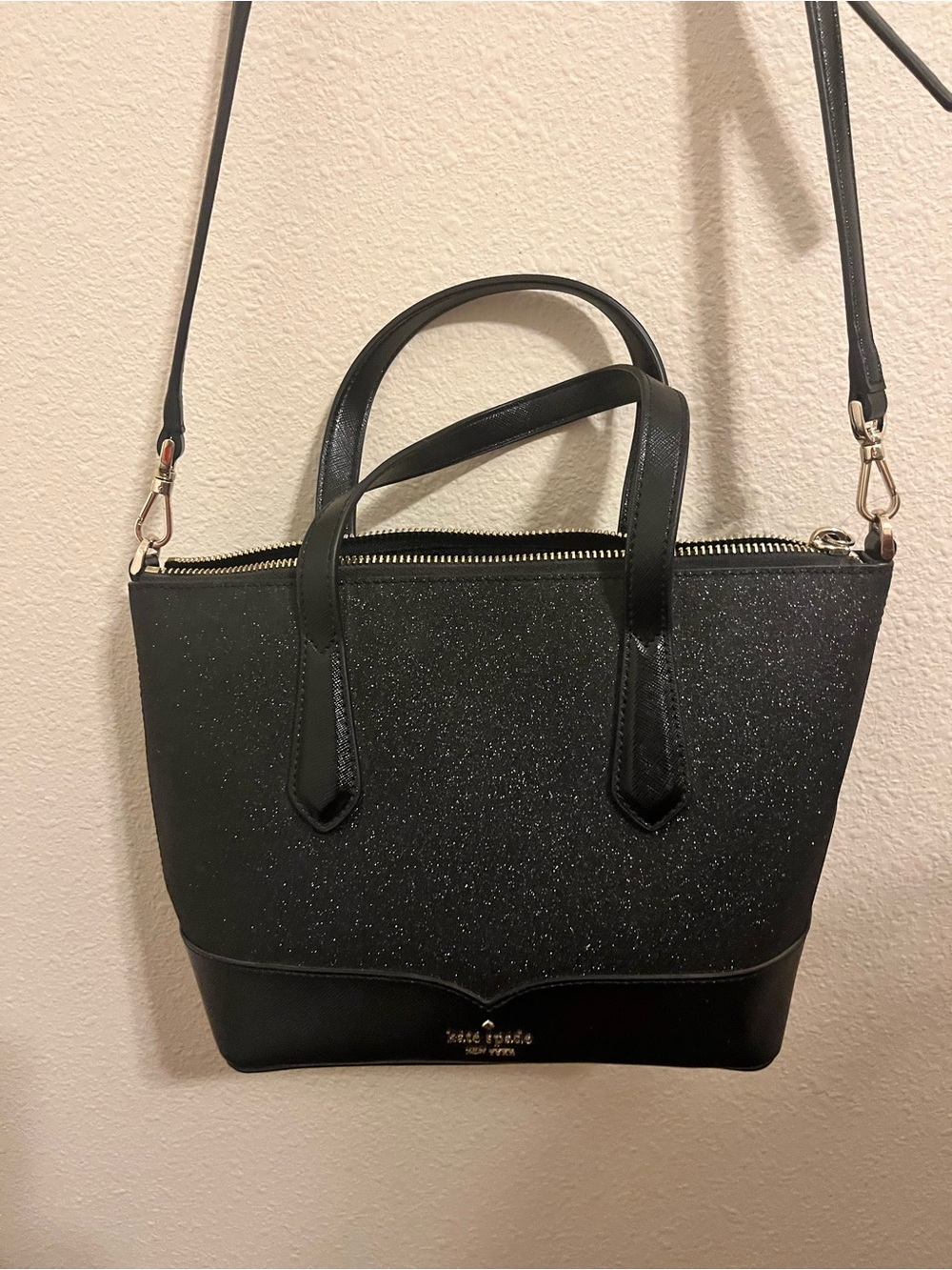 Kate Spade Lola Glitter Satchel, Black NWOT - Picture 3 of 5